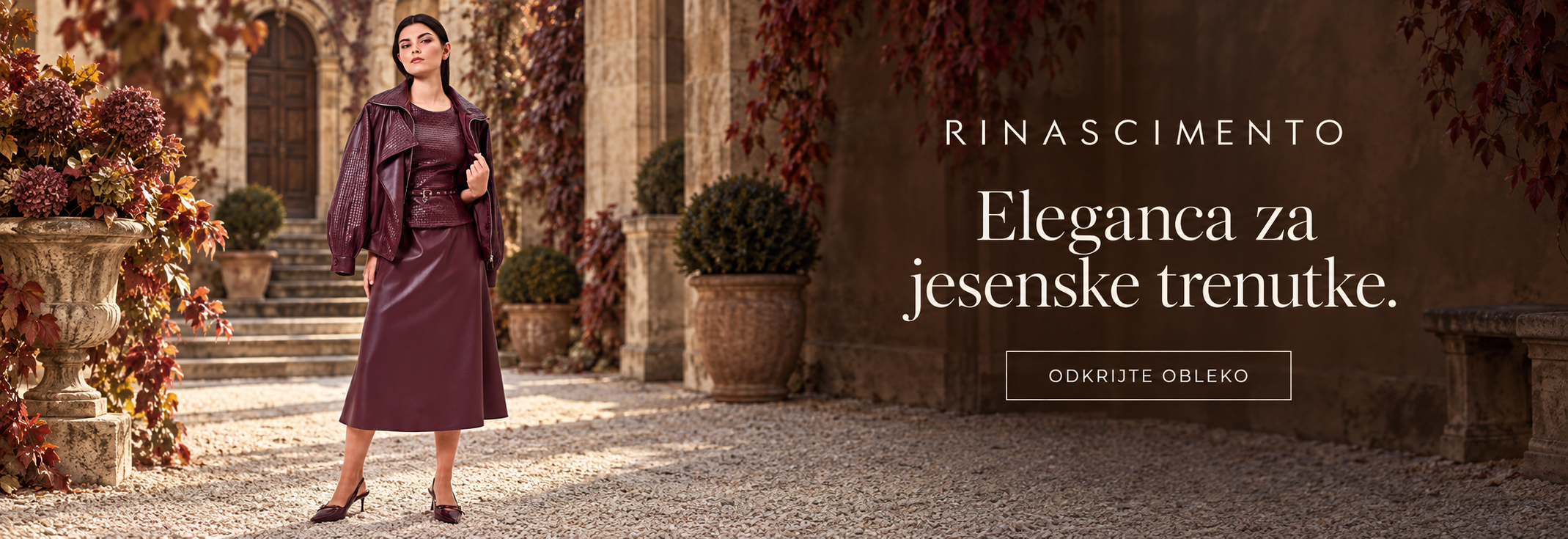 Rinascimento – Eleganca za jesenske trenutke. Bordo obleka iz umetnega usnja.